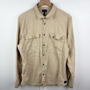 Good Man Brand 100% Cotton Flannel Putty Button Down Shirt Beige Tan Large Mens